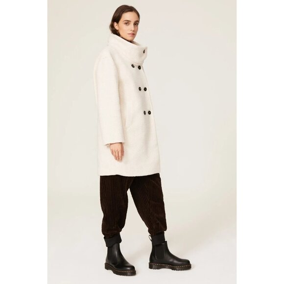 R-79. Harris Wharf London Funnel Collar Coat Boucle - Picture 1 of 1